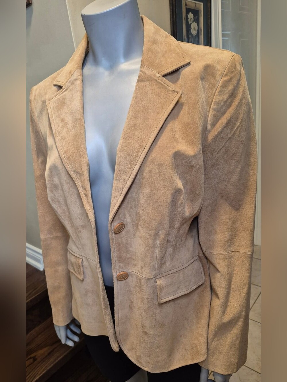liz & co. Suede Blazer Jacket in Light Tan